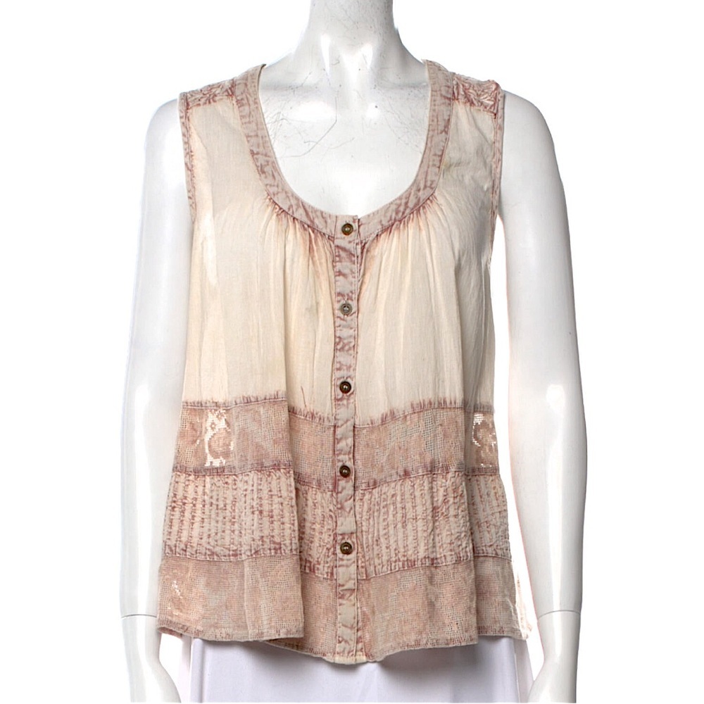 NWT Rachel Zoe Colorblock Knit Sleeveless Button Blouse Shirt Top Paisley S - Picture 1 of 10